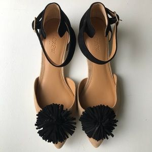 Suede flats with Pom Poms